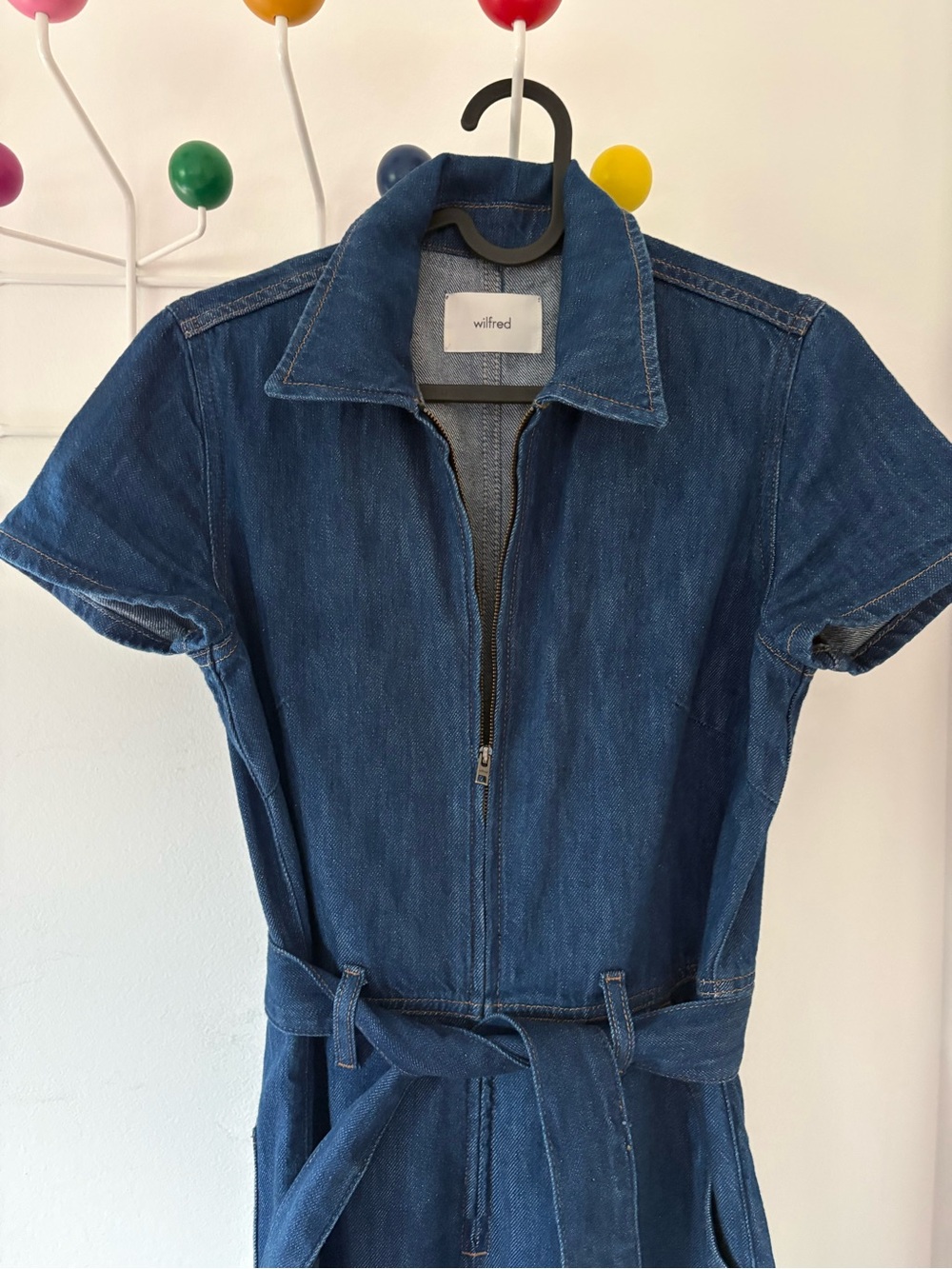 Aritzia Wilfred Approach Denim Jumpsuit Blue Wide Leg Size 2 - Picture 2 of 4
